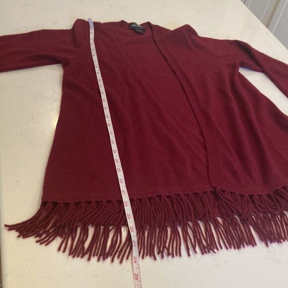 Sara Campbell 100% Cashmere Burgundy Oxblood Red Fringe Open Artsy Cardigan S - Picture 6 of 7